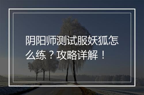 阴阳师测试服妖狐怎么练？攻略详解！