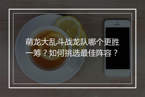 萌龙大乱斗战龙队哪个更胜一筹？如何挑选最佳阵容？