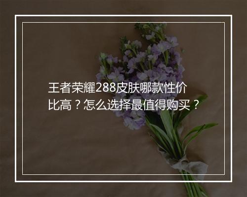 王者荣耀288皮肤哪款性价比高？怎么选择最值得购买？