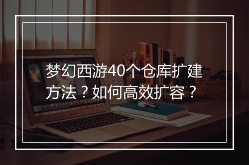梦幻西游40个仓库扩建方法？如何高效扩容？