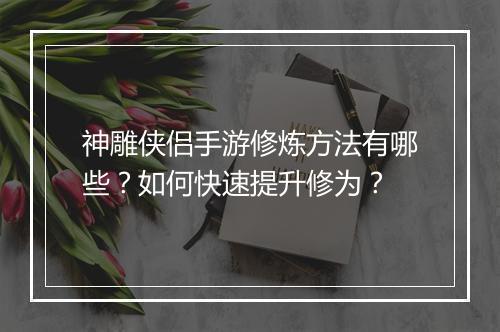神雕侠侣手游修炼方法有哪些？如何快速提升修为？