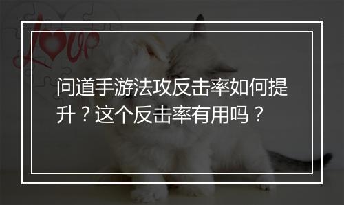 问道手游法攻反击率如何提升？这个反击率有用吗？