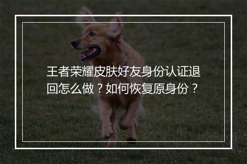 王者荣耀皮肤好友身份认证退回怎么做？如何恢复原身份？