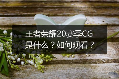 王者荣耀20赛季CG是什么？如何观看？