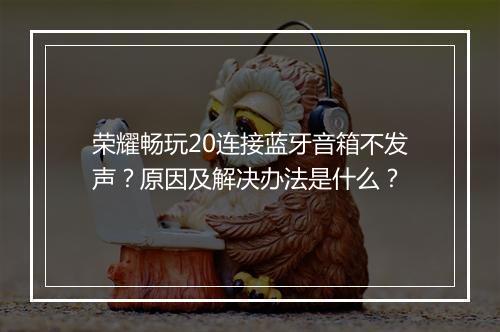 荣耀畅玩20连接蓝牙音箱不发声？原因及解决办法是什么？