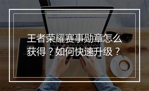 王者荣耀赛事勋章怎么获得？如何快速升级？