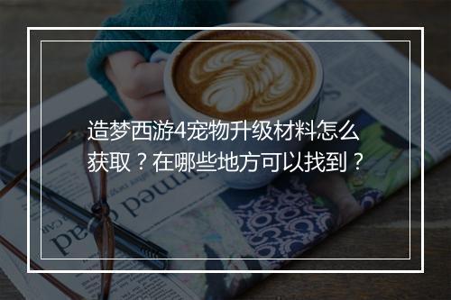 造梦西游4宠物升级材料怎么获取？在哪些地方可以找到？