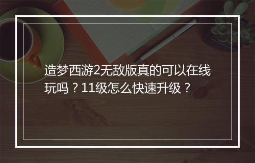 造梦西游2无敌版真的可以在线玩吗？11级怎么快速升级？