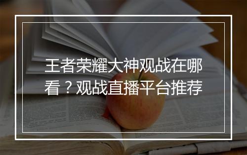王者荣耀大神观战在哪看？观战直播平台推荐