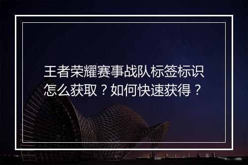王者荣耀赛事战队标签标识怎么获取？如何快速获得？