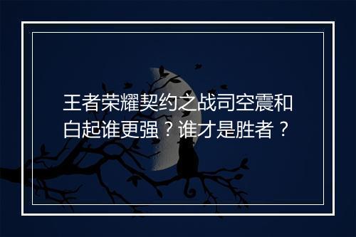 王者荣耀契约之战司空震和白起谁更强？谁才是胜者？