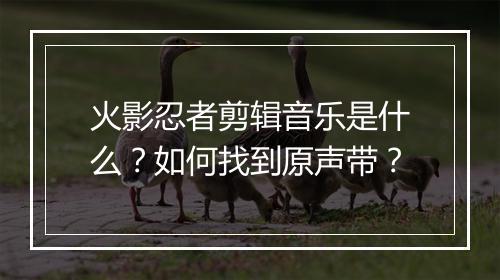 火影忍者剪辑音乐是什么？如何找到原声带？