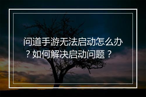 问道手游无法启动怎么办？如何解决启动问题？