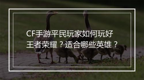 CF手游平民玩家如何玩好王者荣耀？适合哪些英雄？