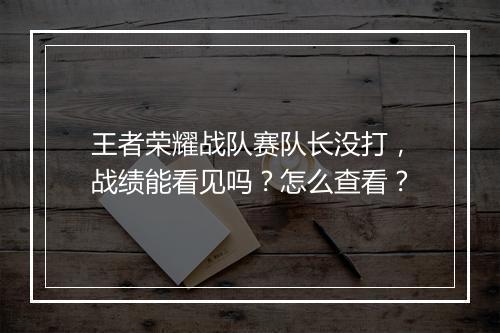 王者荣耀战队赛队长没打，战绩能看见吗？怎么查看？