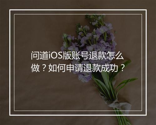 问道iOS版账号退款怎么做？如何申请退款成功？