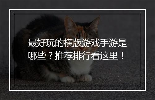最好玩的横版游戏手游是哪些？推荐排行看这里！