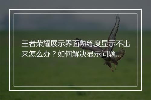 王者荣耀展示界面熟练度显示不出来怎么办？如何解决显示问题？