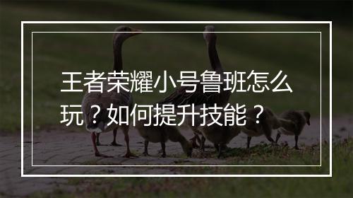王者荣耀小号鲁班怎么玩？如何提升技能？