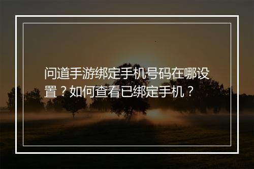 问道手游绑定手机号码在哪设置？如何查看已绑定手机？