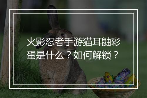 火影忍者手游猫耳鼬彩蛋是什么？如何解锁？