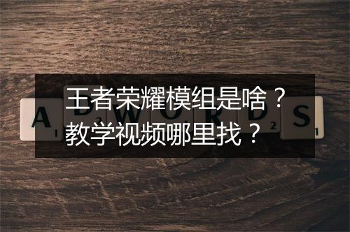 王者荣耀模组是啥？教学视频哪里找？