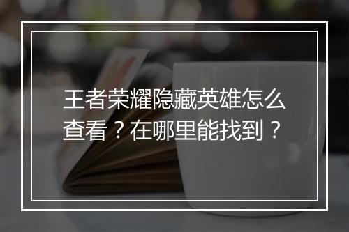 王者荣耀隐藏英雄怎么查看？在哪里能找到？