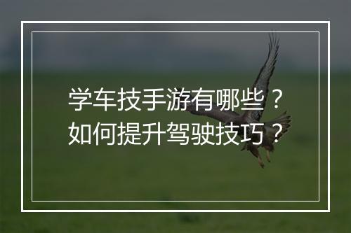 学车技手游有哪些？如何提升驾驶技巧？