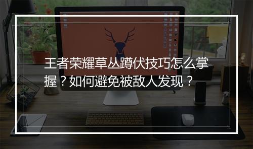 王者荣耀草丛蹲伏技巧怎么掌握？如何避免被敌人发现？