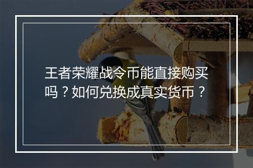 王者荣耀战令币能直接购买吗？如何兑换成真实货币？