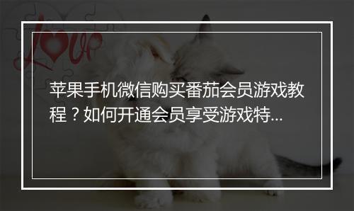 苹果手机微信购买番茄会员游戏教程？如何开通会员享受游戏特权？