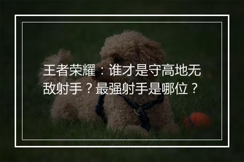 王者荣耀：谁才是守高地无敌射手？最强射手是哪位？