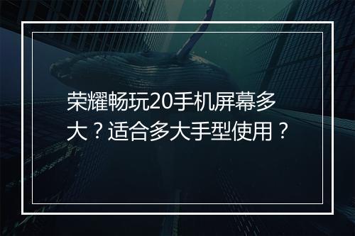 荣耀畅玩20手机屏幕多大?适合多大手型使用?