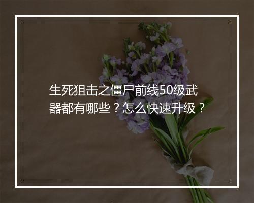 生死狙击之僵尸前线50级武器都有哪些？怎么快速升级？