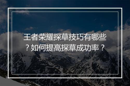 王者荣耀探草技巧有哪些？如何提高探草成功率？