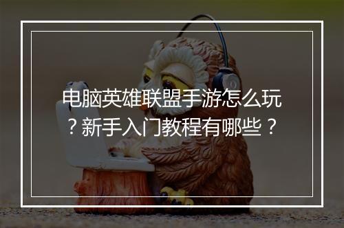 电脑英雄联盟手游怎么玩?新手入门教程有哪些?