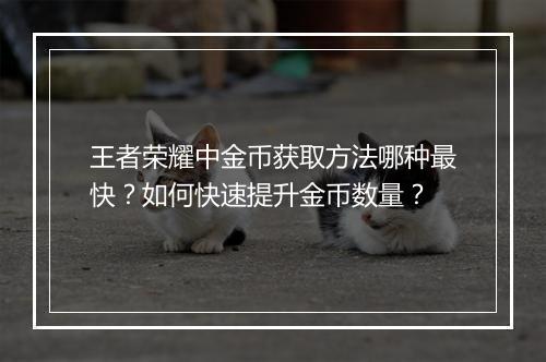 王者荣耀中金币获取方法哪种最快？如何快速提升金币数量？