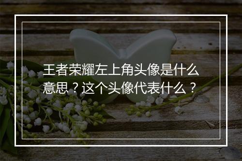 王者荣耀左上角头像是什么意思？这个头像代表什么？