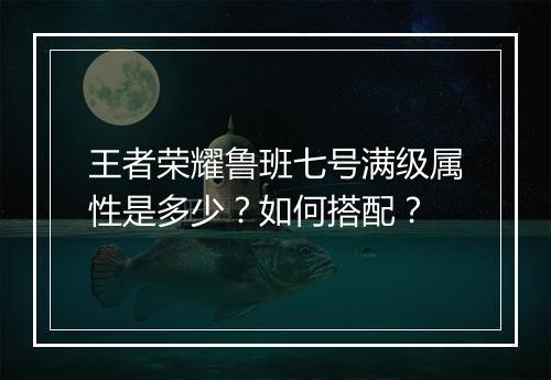 王者荣耀鲁班七号满级属性是多少？如何搭配？