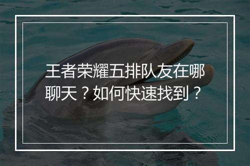 王者荣耀五排队友在哪聊天？如何快速找到？