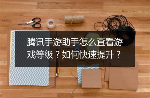 腾讯手游助手怎么查看游戏等级？如何快速提升？