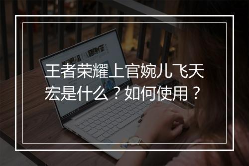 王者荣耀上官婉儿飞天宏是什么？如何使用？
