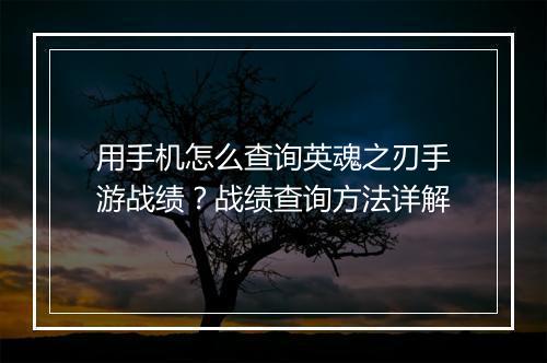 用手机怎么查询英魂之刃手游战绩？战绩查询方法详解
