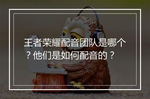 王者荣耀配音团队是哪个？他们是如何配音的？