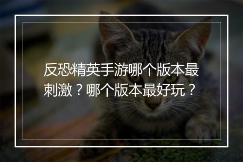 反恐精英手游哪个版本最刺激？哪个版本最好玩？
