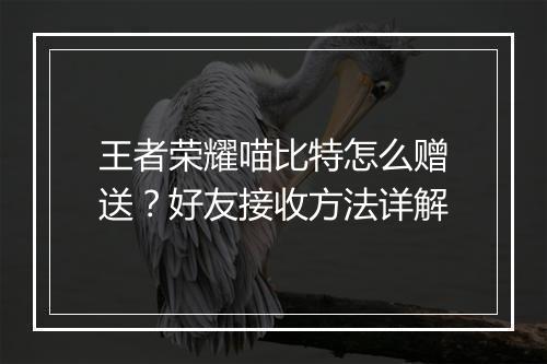 王者荣耀喵比特怎么赠送？好友接收方法详解