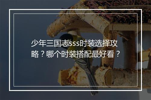 少年三国志sss时装选择攻略？哪个时装搭配最好看？