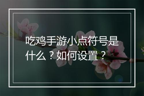 吃鸡手游小点符号是什么？如何设置？