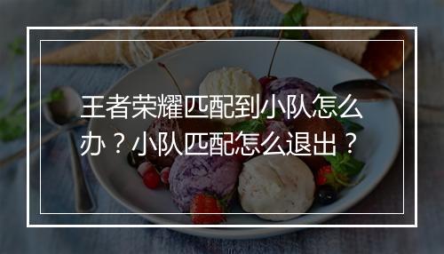 王者荣耀匹配到小队怎么办？小队匹配怎么退出？