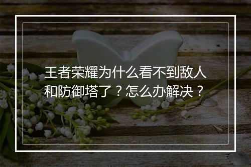 王者荣耀为什么看不到敌人和防御塔了？怎么办解决？